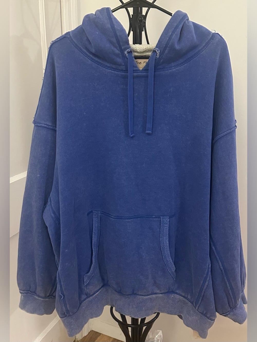 Free People Blue Oversized Sweatshirt Size Extra Large